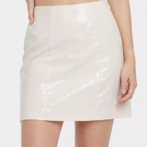 Women's Sequin Mini A-Line Skirt - A New Day Cream 17(XXL) NWOT